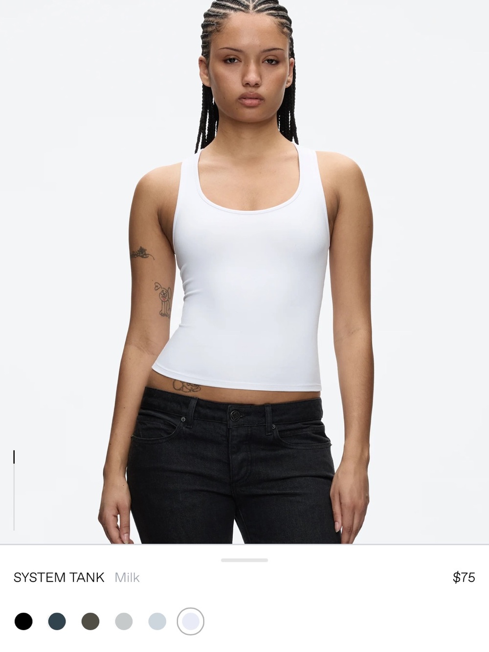 System Tank Scoop Neck Tank Top in White